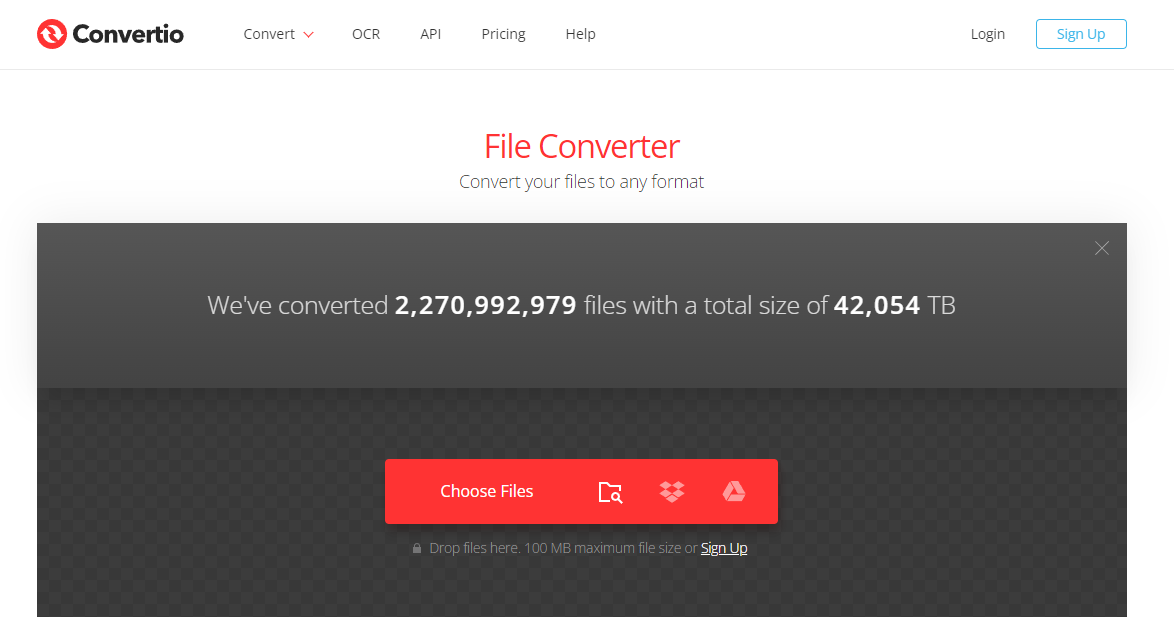 Интерфейс Convertio