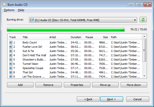 Подготовка Audio CD в AnyBurn