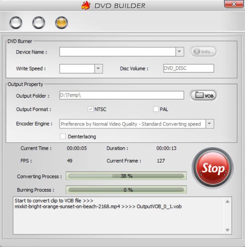 Окно DVD BUILDER в WinX DVD Author