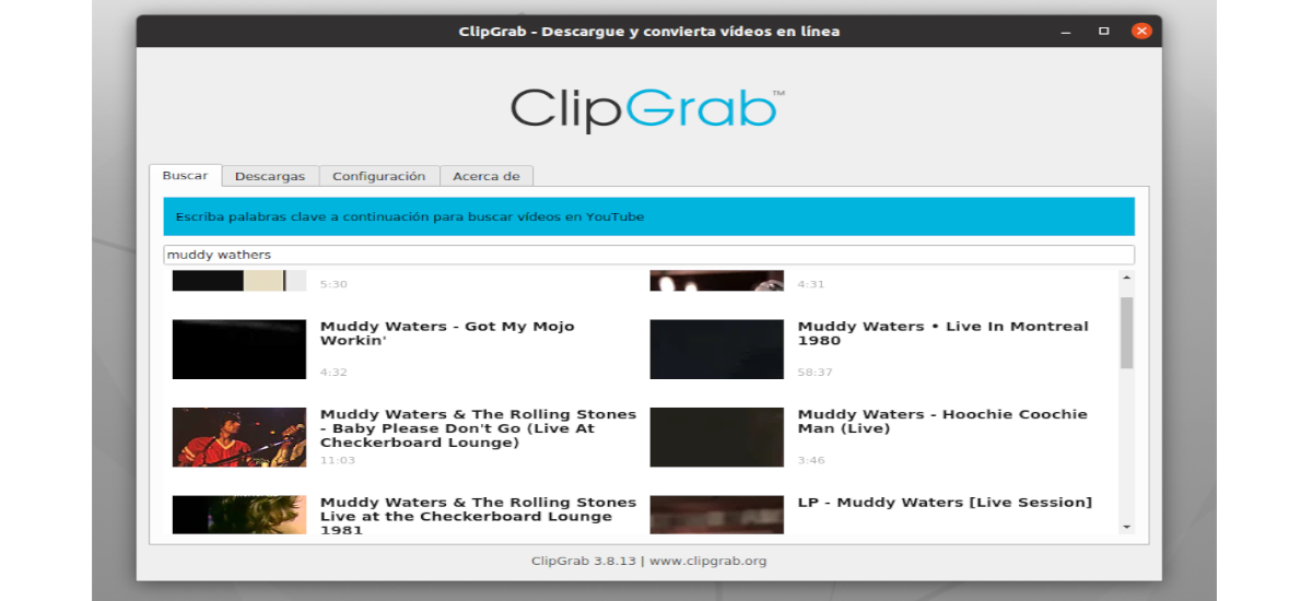 ClipGrab — вкладка Search