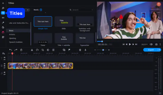 Работа с титрами в редакторе Movavi