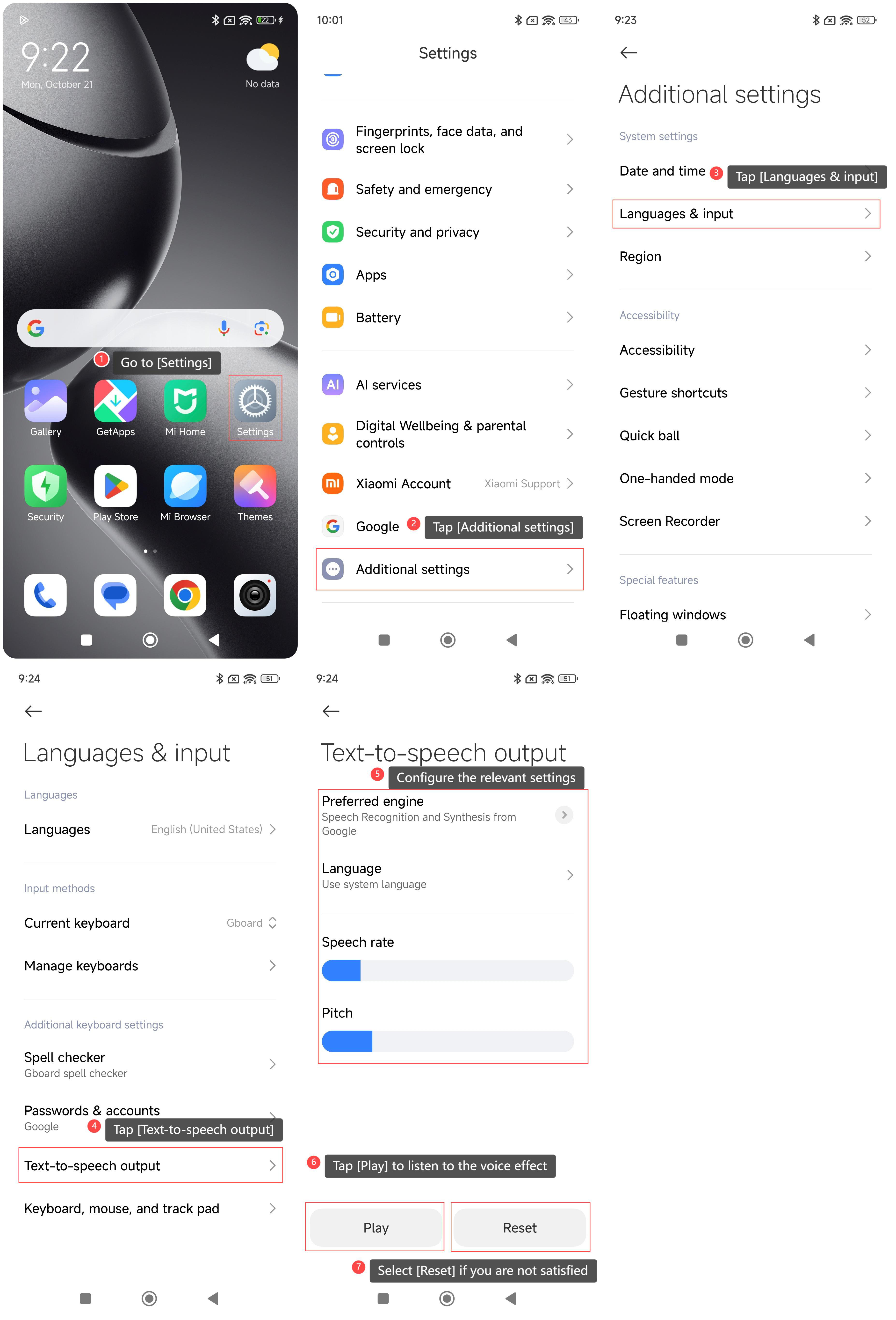 Настройки синтеза речи на Android