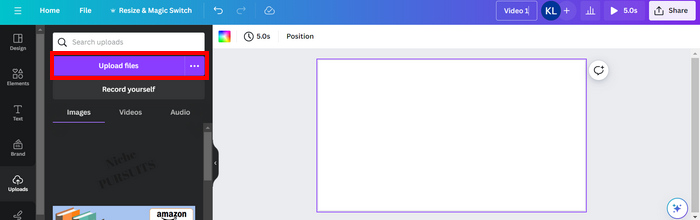 Загрузка видео и элементов в Canva