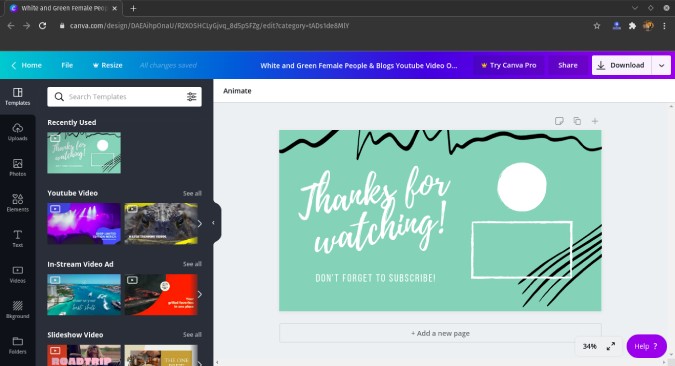 Шаблон аутро в Canva