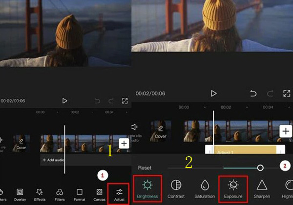 Затемнение и Exposure в CapCut