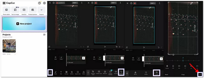 Кадрирование и увеличение в CapCut на iPhone