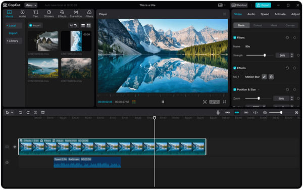 Интерфейс CapCut