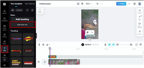 Добавление субтитров в CapCut