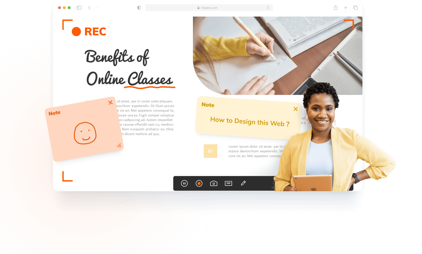 HitPaw Screen Recorder — аннотации, PIP и рабочая панель во время записи