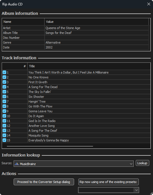 Риппинг Audio CD в foobar2000