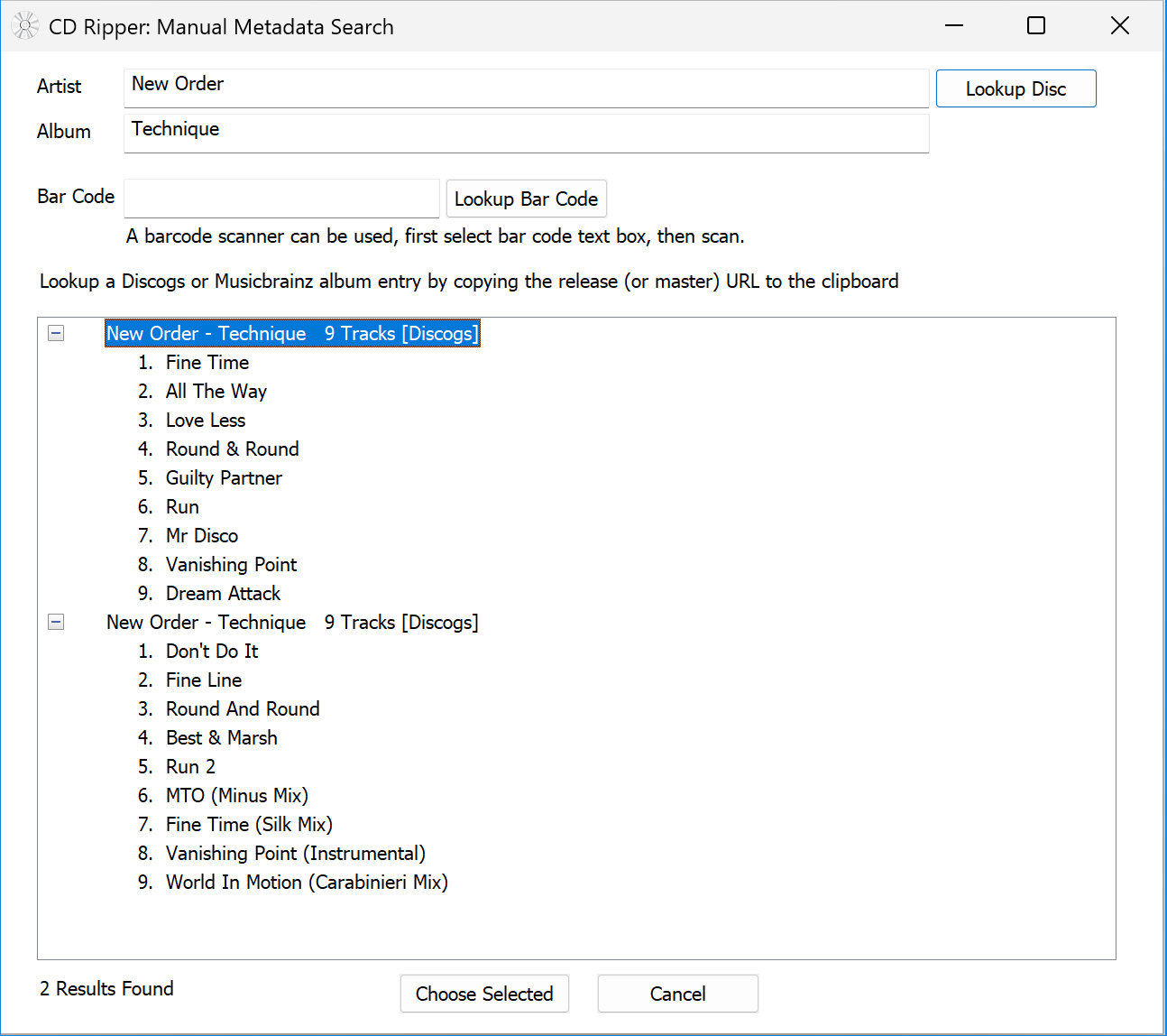 Manual Metadata Search в dBpoweramp CD Ripper