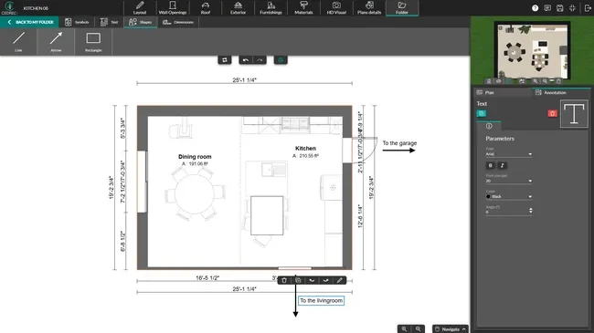 Интерфейс Cedreo при работе с 2D-планом