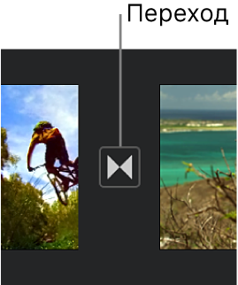 Значок перехода между клипами в iMovie на iPhone
