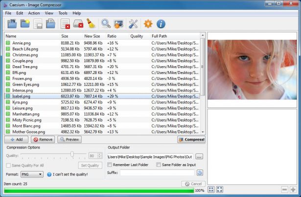 Интерфейс Caesium Image Compressor