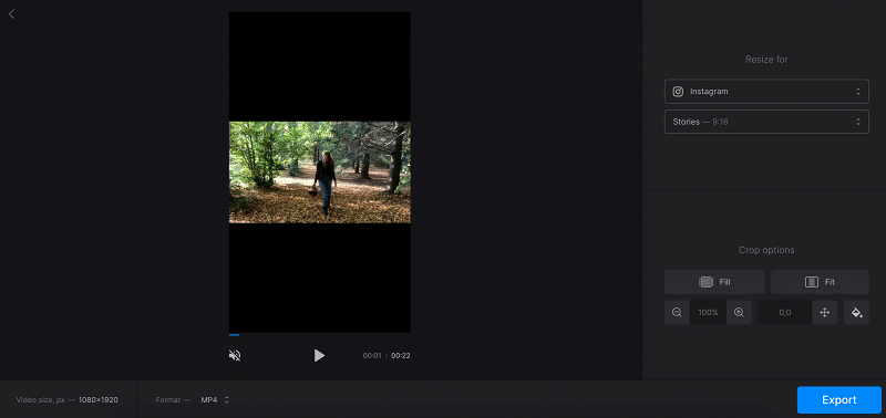 Преобразование горизонтального видео в вертикальное в Clideo
