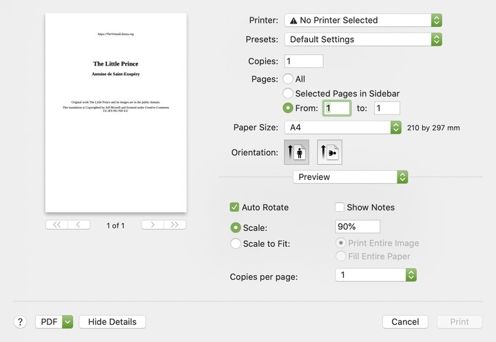 Изменение размера PDF через Preview на macOS