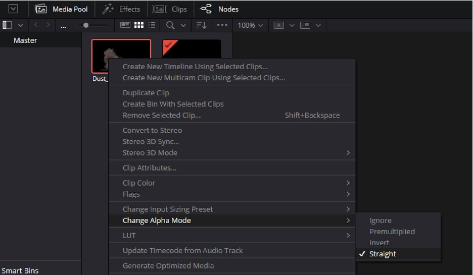 Настройка Alpha Mode в DaVinci Resolve Fusion