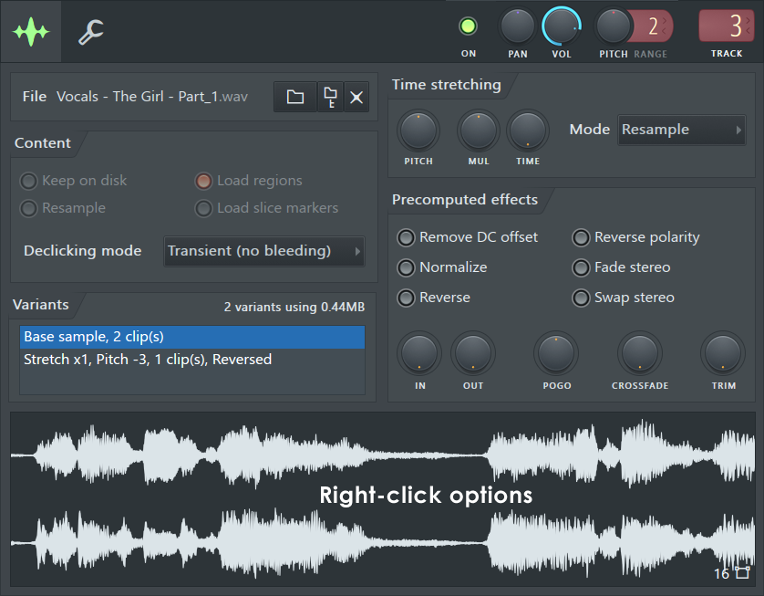 Настройки Audio Clip