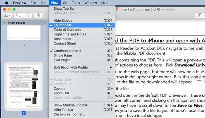 Preview на macOS: миниатюры PDF