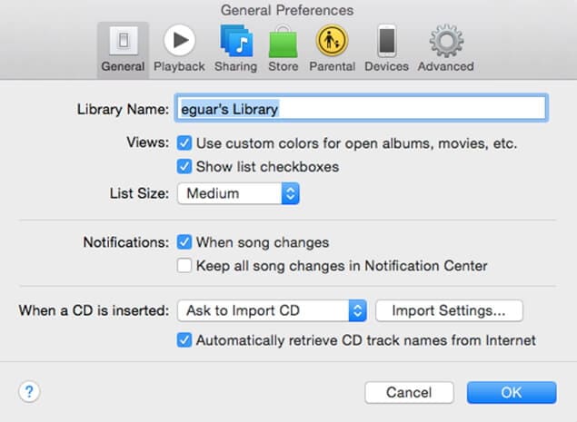 Настройки AAC в медиатеке Apple