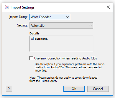 Выбор WAV Encoder в iTunes