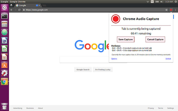 Панель Chrome Audio Capture