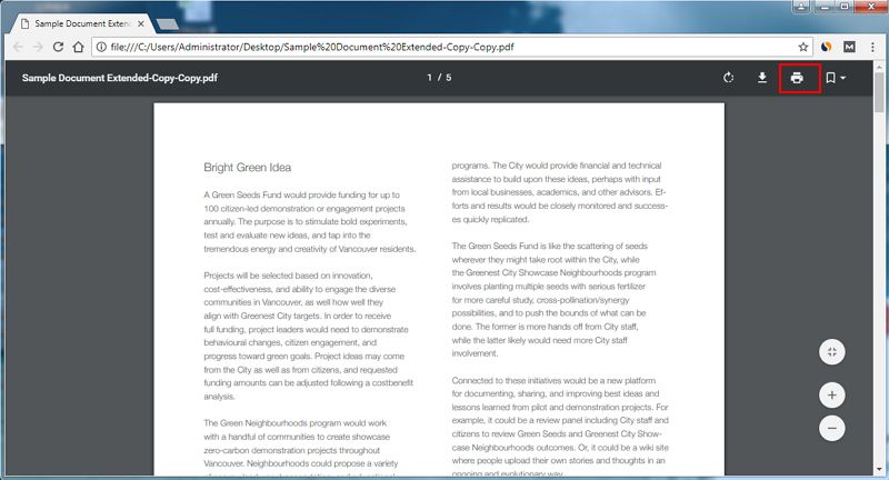 Печать PDF через Google Chrome