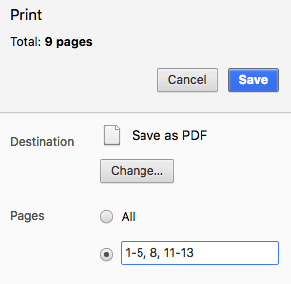 Сохранение страниц PDF через печать в браузере
