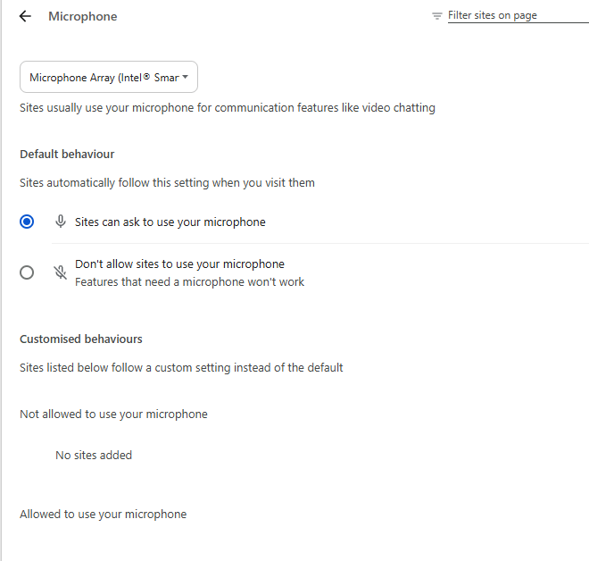 Настройки микрофона в Google Chrome