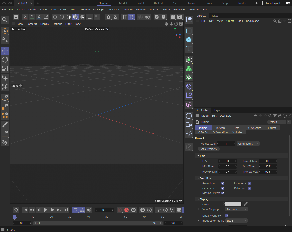 Интерфейс Cinema 4D