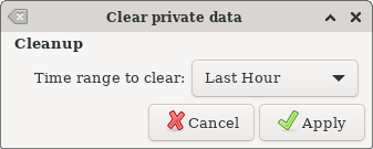 Окно Clear private data в Ristretto