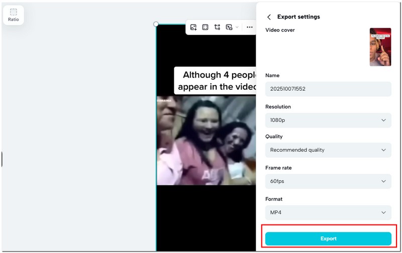 Финальный экспорт улучшенного видео
