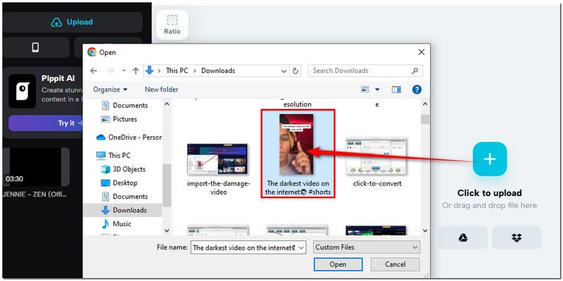 Добавление видео в проект CapCut