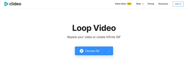 Clideo для повторения видео онлайн