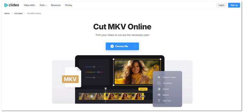 Clideo — обрезка MKV онлайн