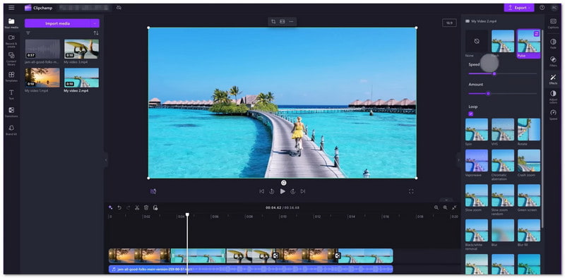 Интерфейс Clipchamp