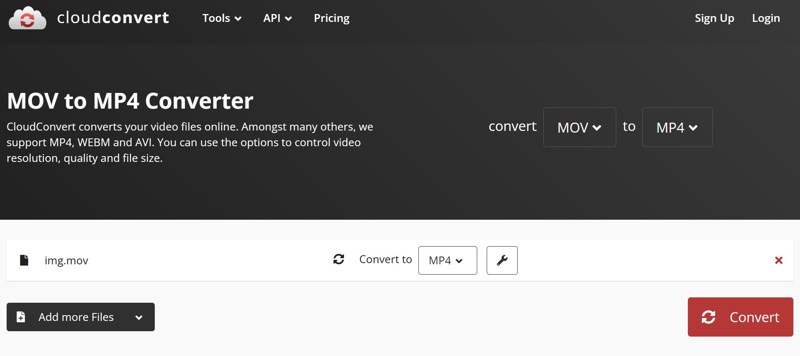 Настройки MP4 в CloudConvert