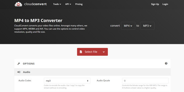 CloudConvert для настройки аудиоконвертации