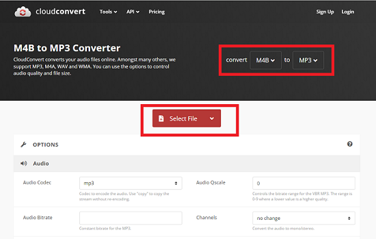 CloudConvert для M4B в MP3