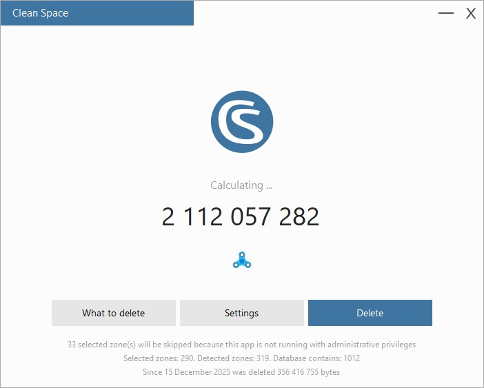 Главное окно Clean Space