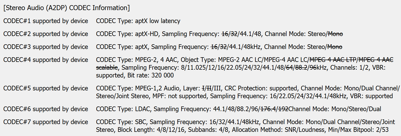 Пункт Bluetooth Audio Codec в параметрах разработчика Android