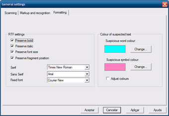 Окно General settings: Formatting с параметрами сохранения RTF-оформления