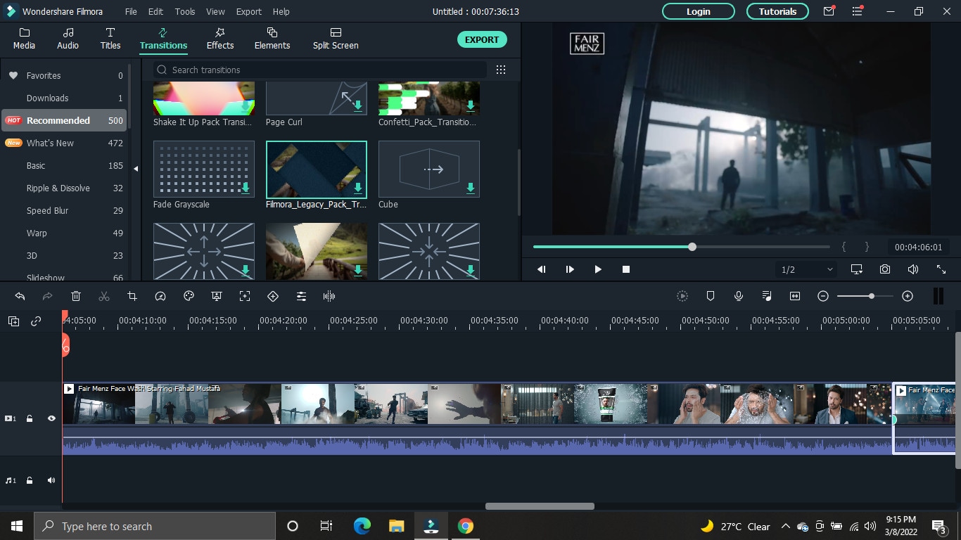 Склейка клипов в Filmora на Mac