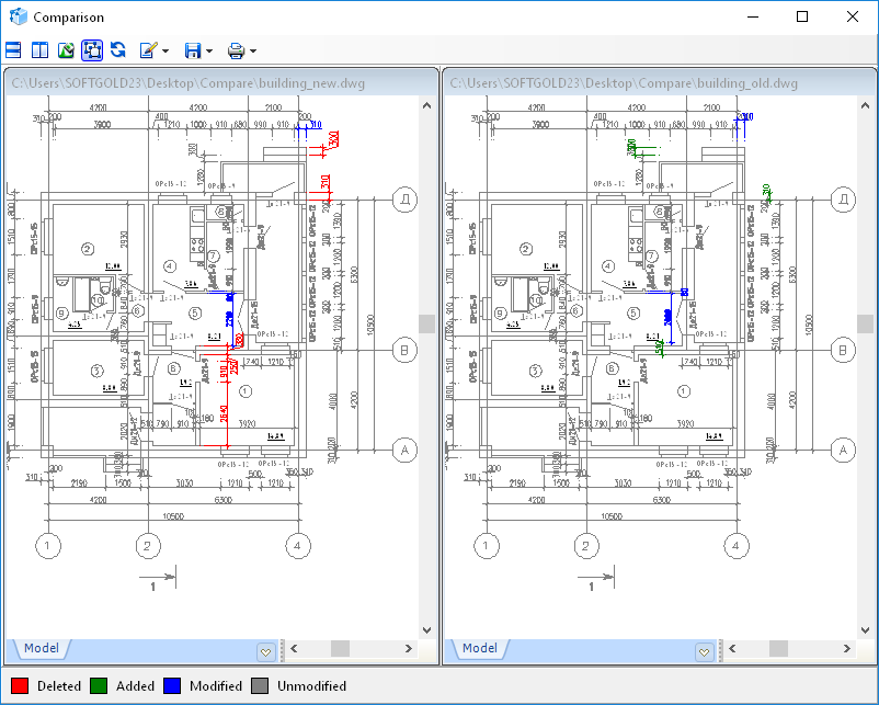 Результат сравнения ревизий в ABViewer