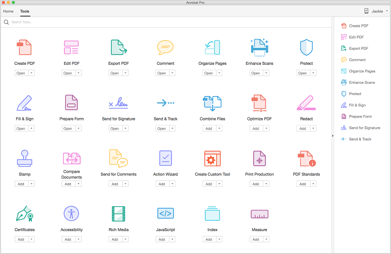 Интерфейс Adobe Acrobat Pro