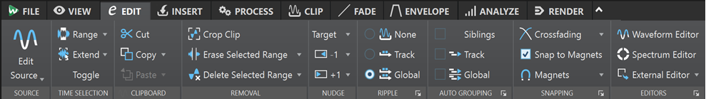 Вкладка Edit в Audio Montage