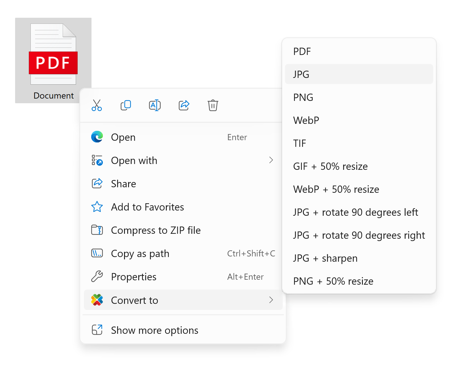 Контекстное меню Windows 11 с пунктами reaConverter Pro