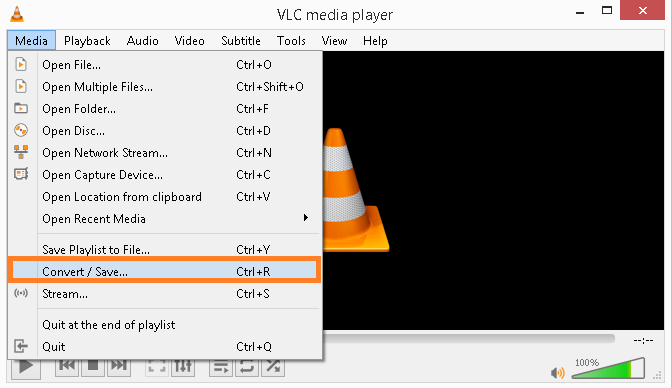 Окно конвертации FLV в MP4 через VLC