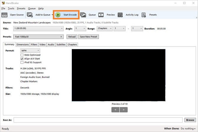 Конвертация FLV в MP4 через HandBrake