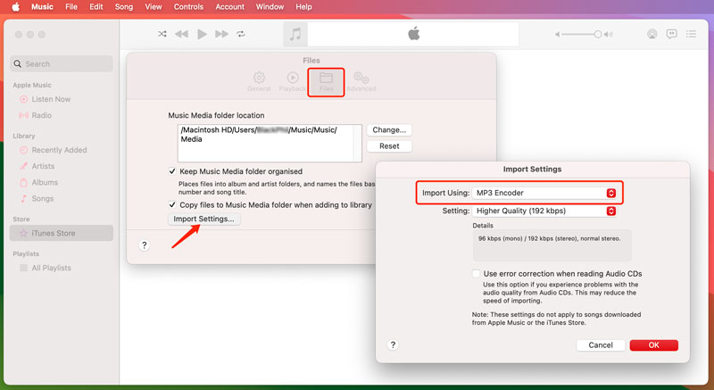 Конвертация через приложение Music на Mac